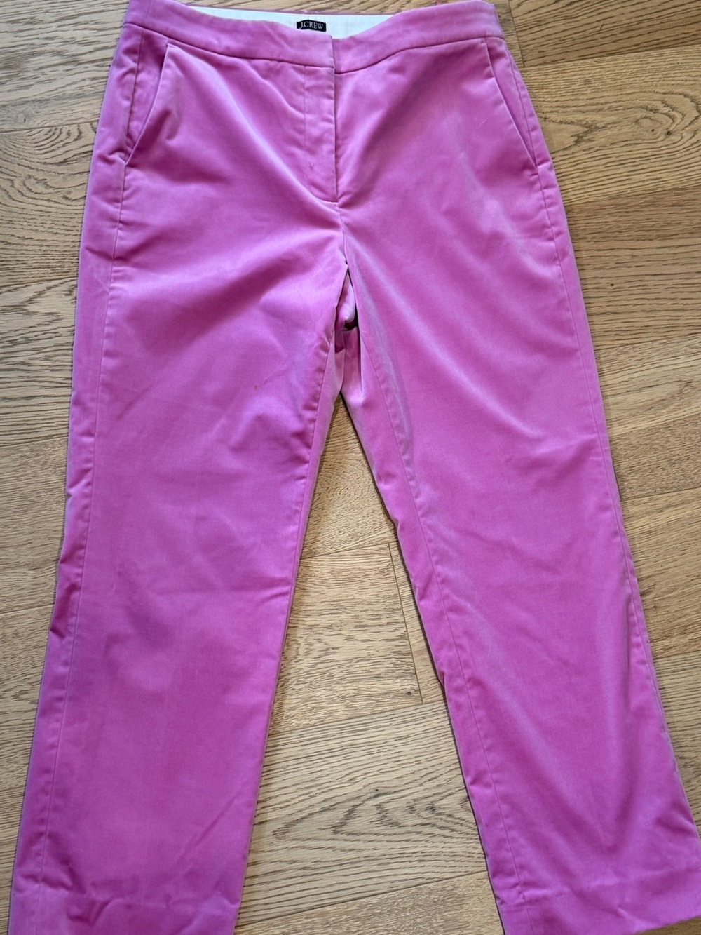 J.Crew Kate Velvet Pink Slim Trousers sz10 NWOT